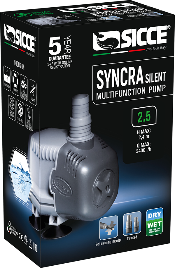 SICCE Syncra Silent 2.5 pompe universelle avec débit réglable jusqu\'à 2400 L/h