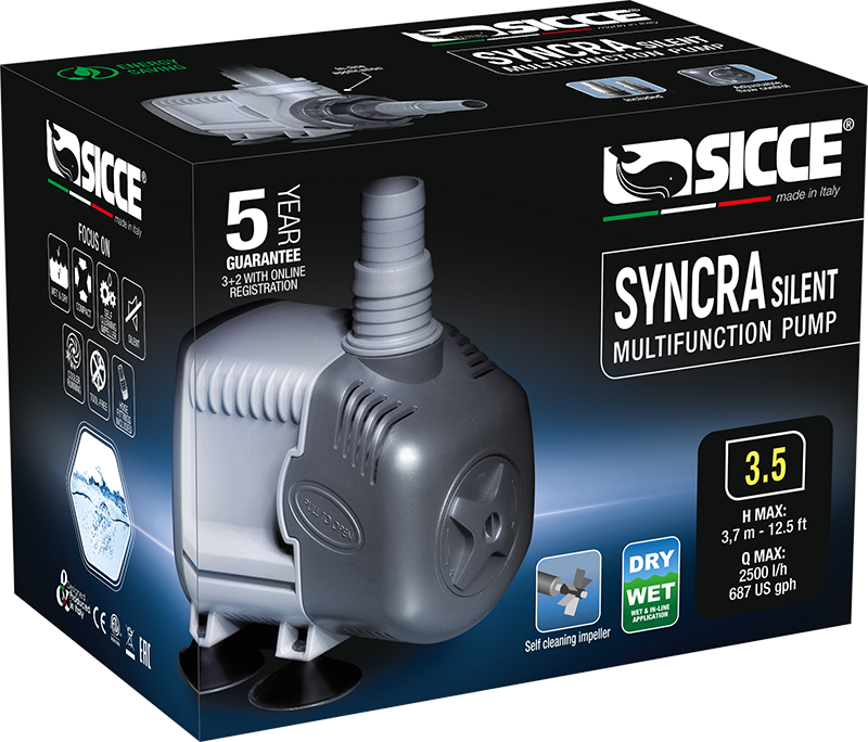 SICCE Syncra Silent 3.5 pompe universelle avec débit réglable jusqu\'à 2500 L/h