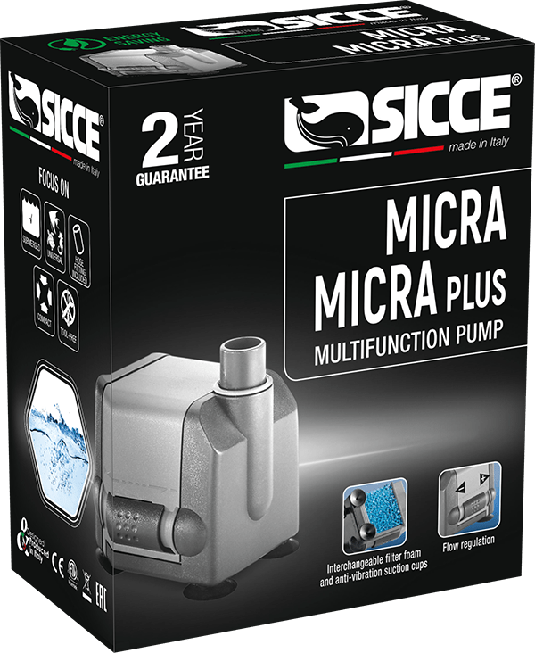 SICCE Micra 400 L/h mini-pompe universelle compacte avec mousse de préfiltration pour aquarium