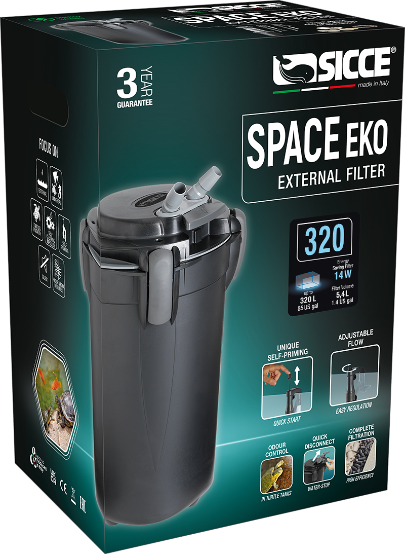 SICCE Space EKO 320 filtre externe 900 L/h pour aquarium jusqu\'à 320 L
