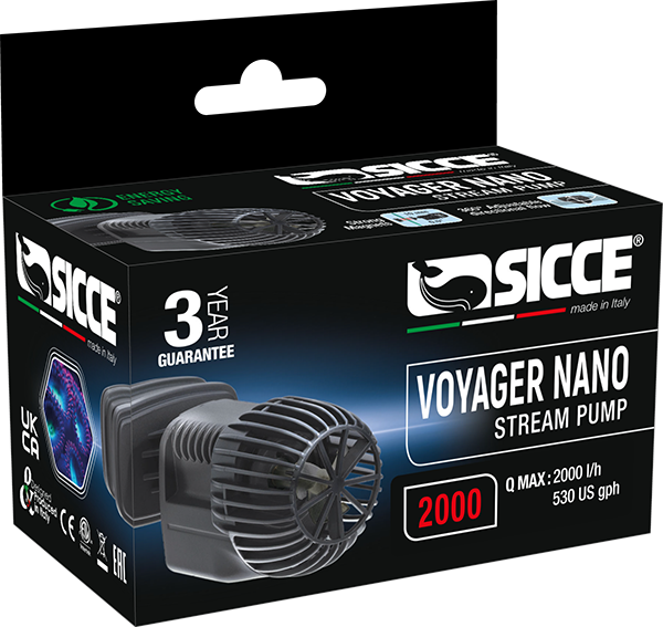 SICCE Voyager Nano 2000 L/h mini pompe de brassage pour aquarium marin et d\'eau douce jusqu\'à 200L