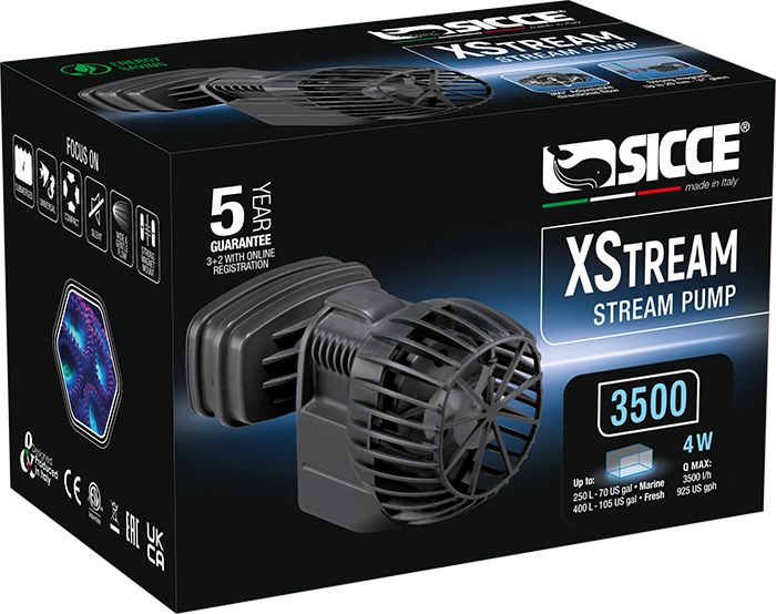 SICCE XStream 3500 L/h pompe de brassage pour aquarium marin jusqu\'à 250L et d\'eau douce jusqu\'à 400L