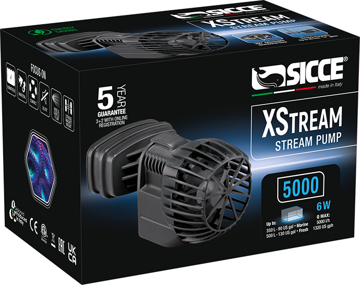 SICCE XStream 5000 L/h pompe de brassage pour aquarium marin jusqu\'à 350L et d\'eau douce jusqu\'à 500L