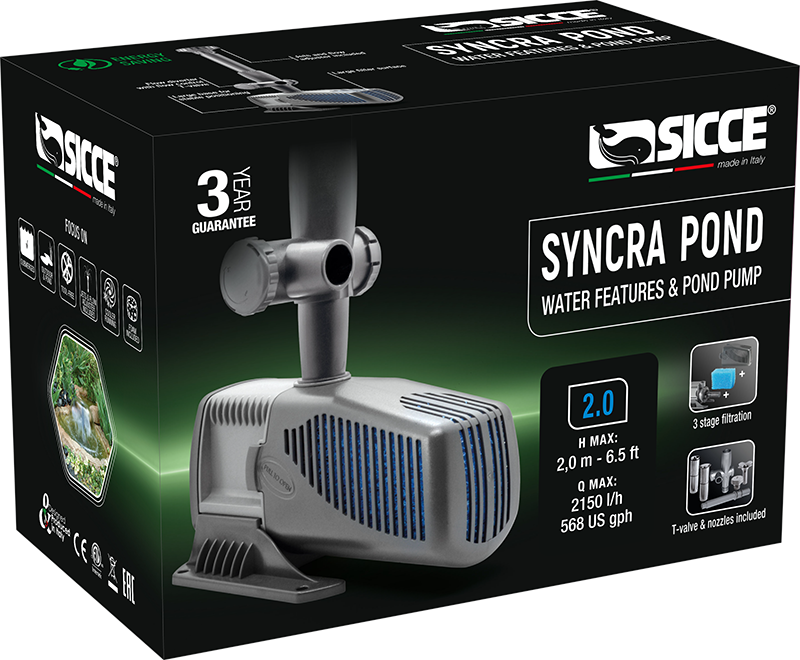 SICCE SyncraPond 2.0 pompe bassin 2150 L/h pour jeux d\'eau et usage universel