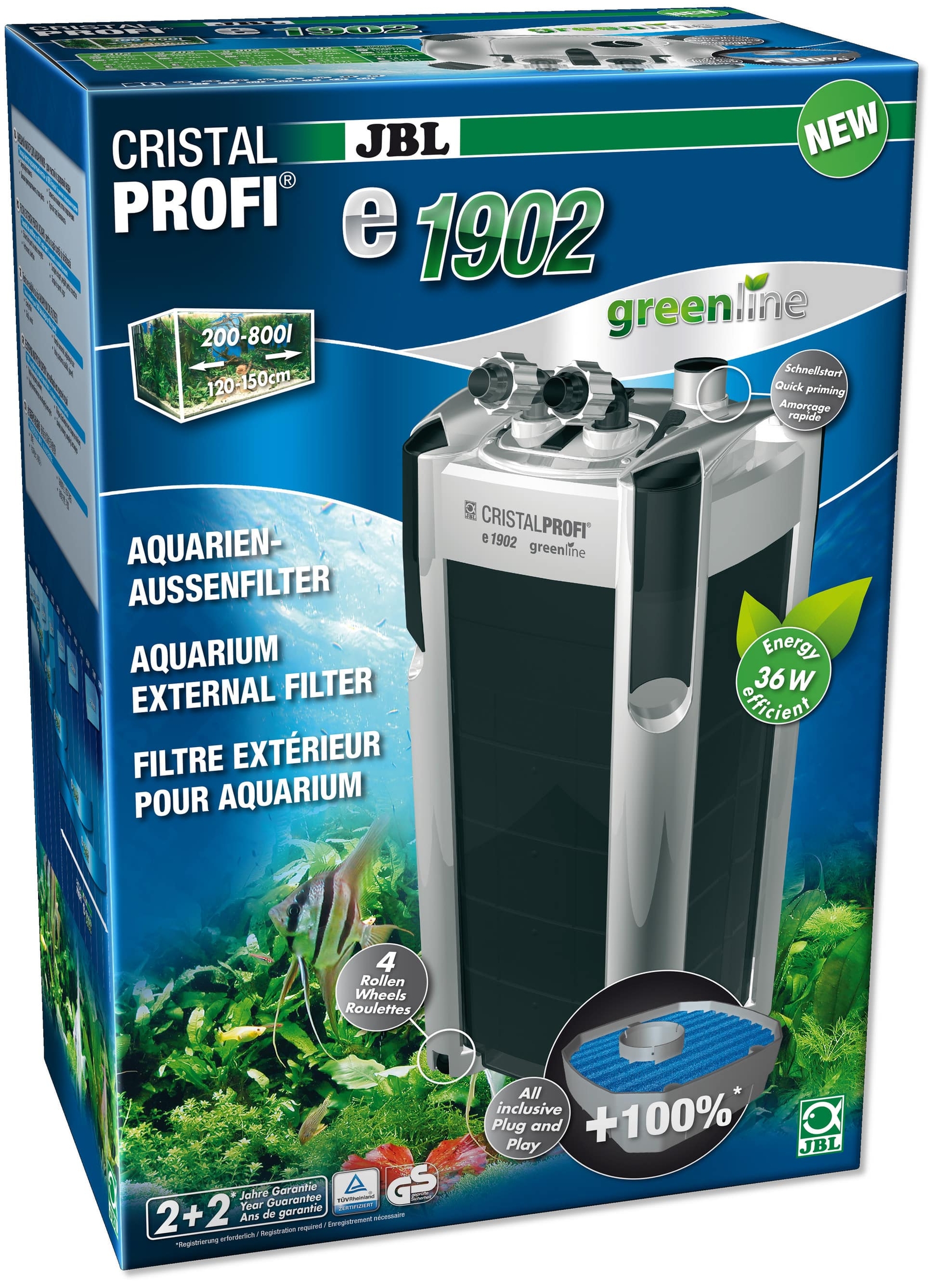 JBL CristalProfi e1902 greenline filtre externe pour aquarium de 200 à 800 L