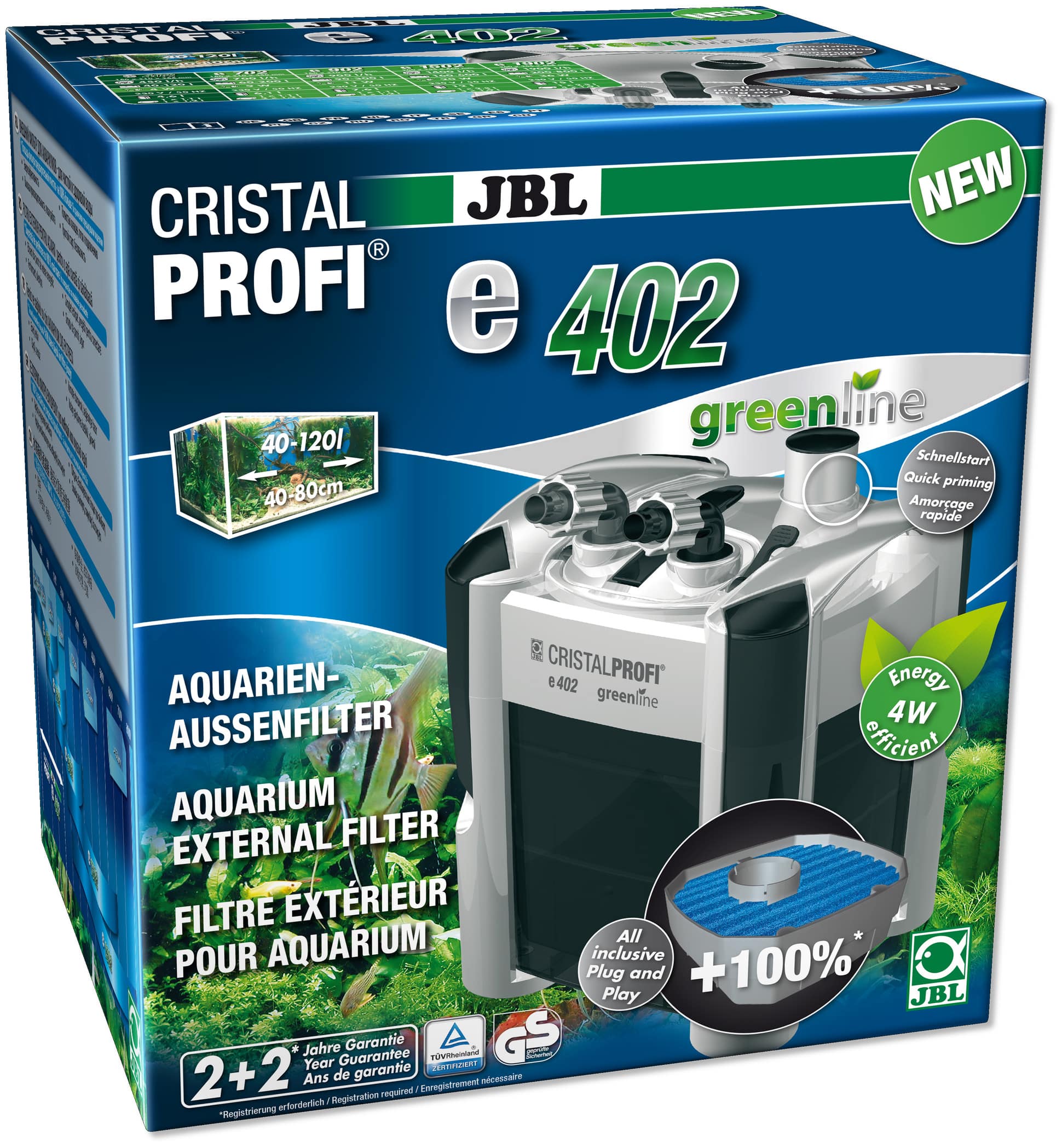 JBL CristalProfi e402 greenline filtre externe pour aquarium de 40 à 120 L