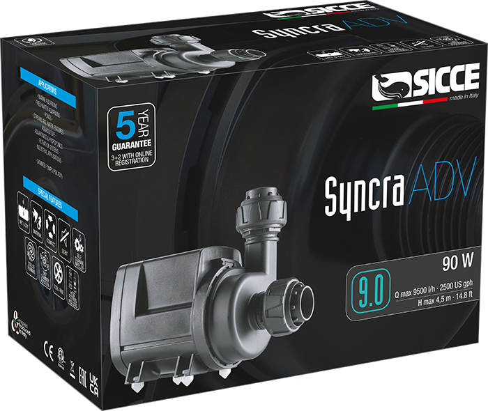 SICCE Syncra ADV 9.0 pompe silencieuse universelle 9000 L/h pour eau douce et eau de mer
