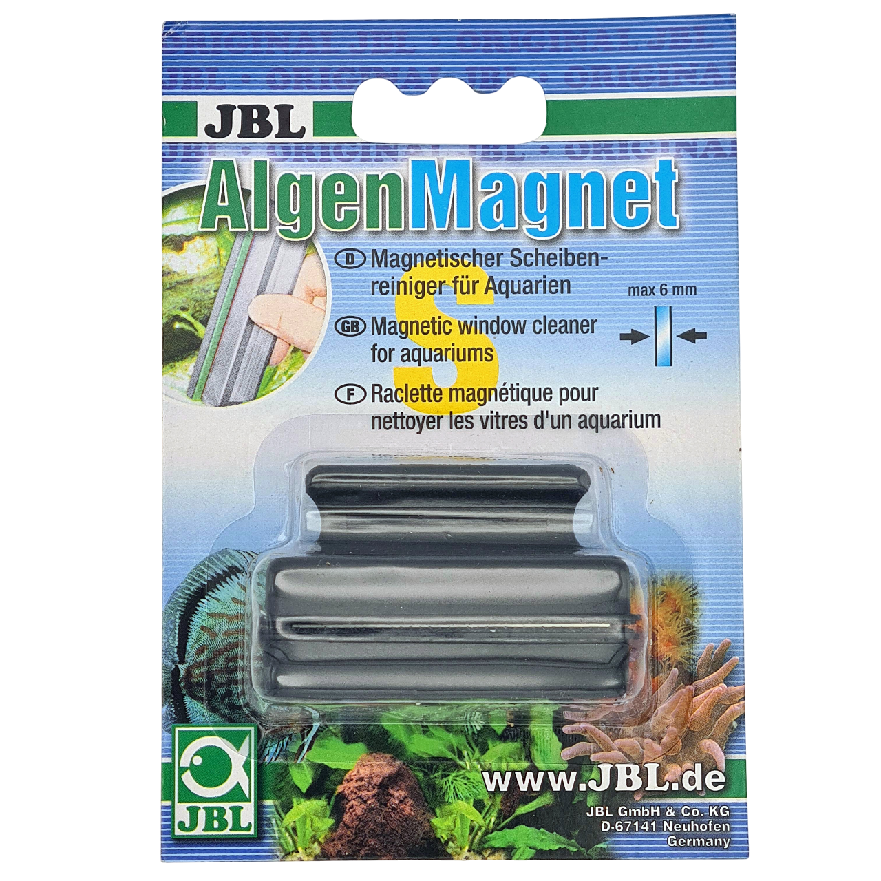 JBL AlgenMagnet S nettoyeur de vitre aimanté pour l\'élimination des algues pour verre jusqu\'à 6 mm