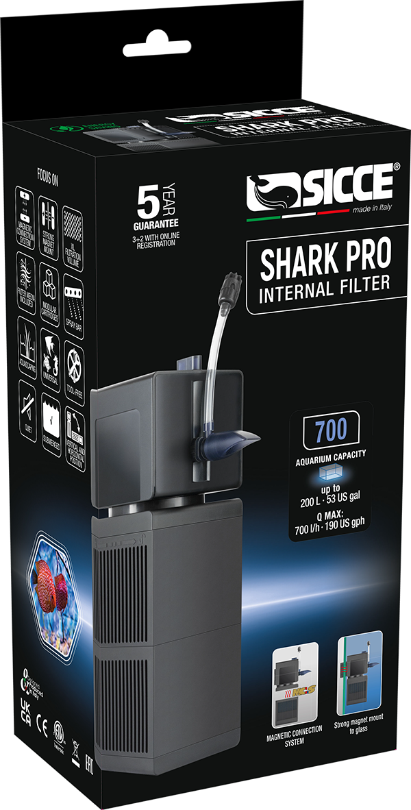 SICCE Shark PRO 700 filtre interne 700 L/h pour aquarium jusqu\'à 200 L