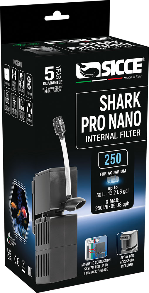 SICCE Shark PRO Nano 250 filtre interne 250 L/h pour aquarium jusqu\'à 50 L