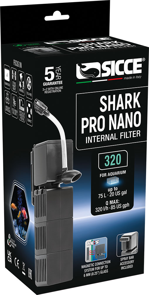 SICCE Shark PRO Nano 320 filtre interne 320 L/h pour aquarium jusqu\'à 75 L