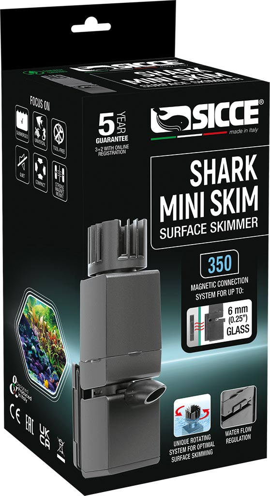 SICCE Shark Mini Skim 350 petit filtre de surface pour aquarium jusqu\'à 150 L