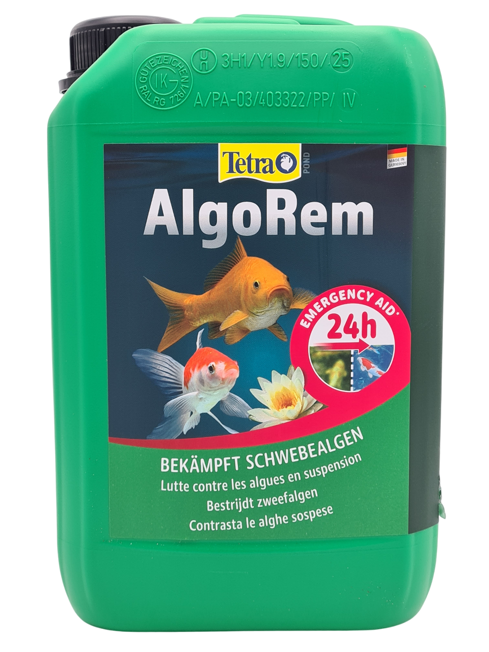 TETRA Pond AlgoRem 3L détruit les algues qui rendent l\'eau de votre bassin verte. Traite jusqu\'à 60000L