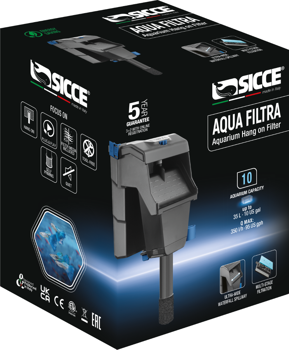 SICCE Aqua Filtra 10 filtre type cascade à suspendre pour aquarium jusqu\'à 35 L