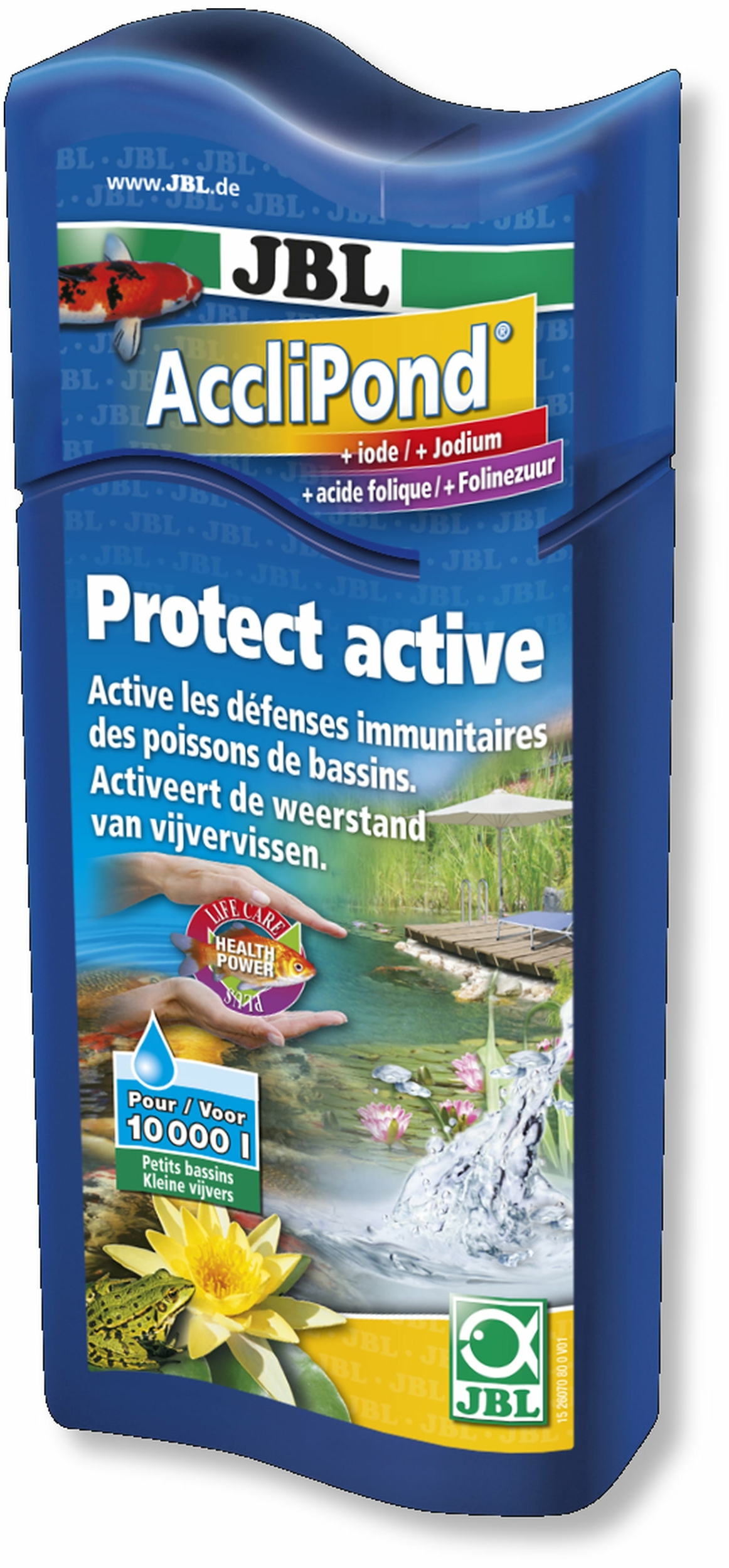 JBL AccliPond 500 ml réduit le stress en saison froide ou en phase d\'acclimatation. Traite jusqu\'à 10000L