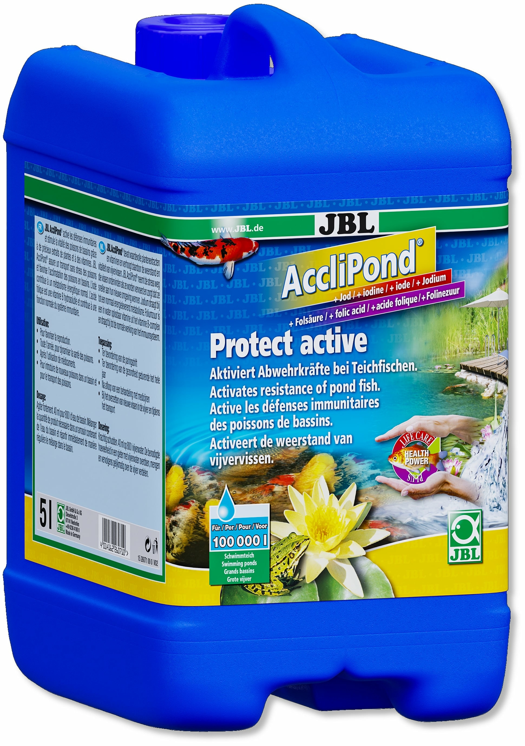 JBL AccliPond 5 L réduit le stress en saison froide ou en phase d\'acclimatation. Traite jusqu\'à 100000L