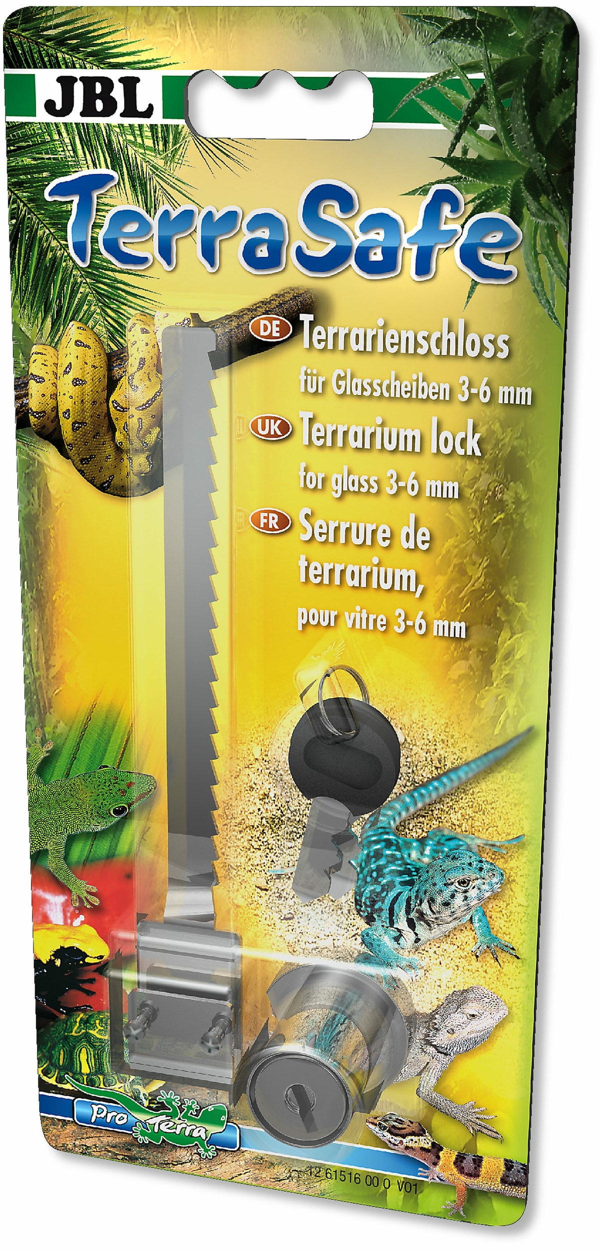 JBL TerraSafe serrure avec 2 clés pour vitre de terrarium coulissante