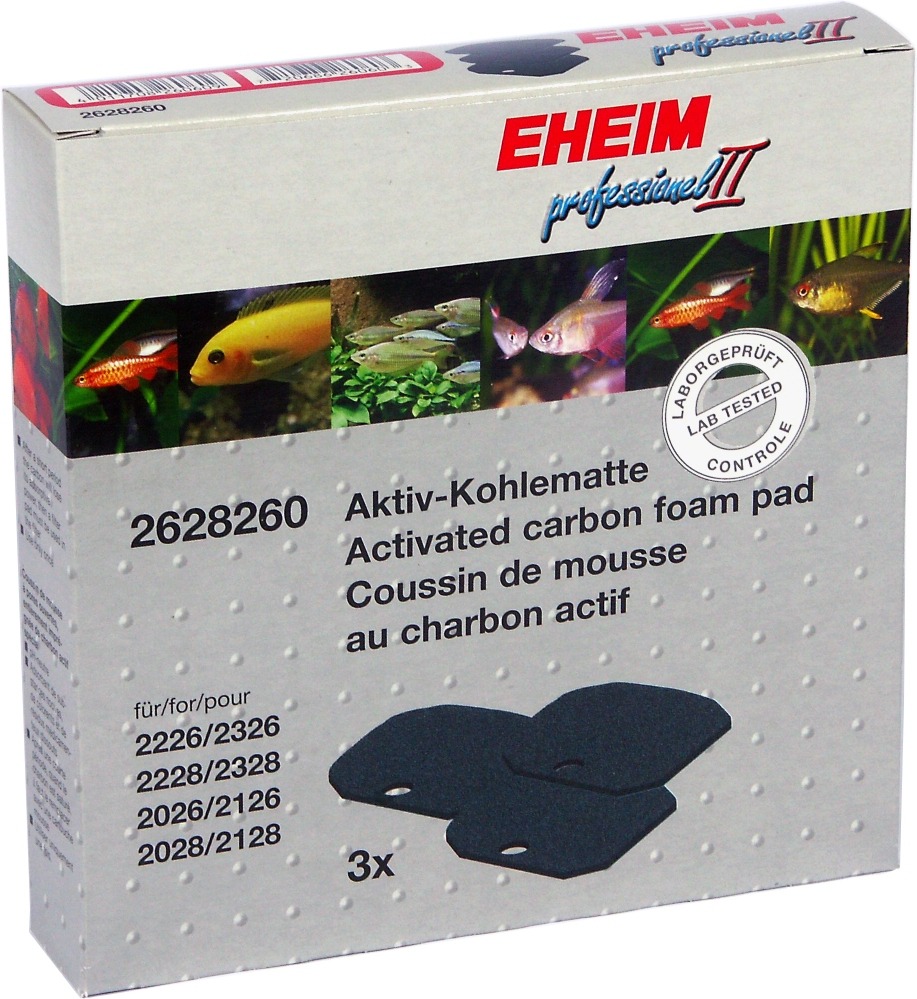 EHEIM 3 coussins de mousse au charbon actif pour filtre Professionel 2 2026, 2126, 2028, 2128, 2226, 2228 et eXpérience 2426