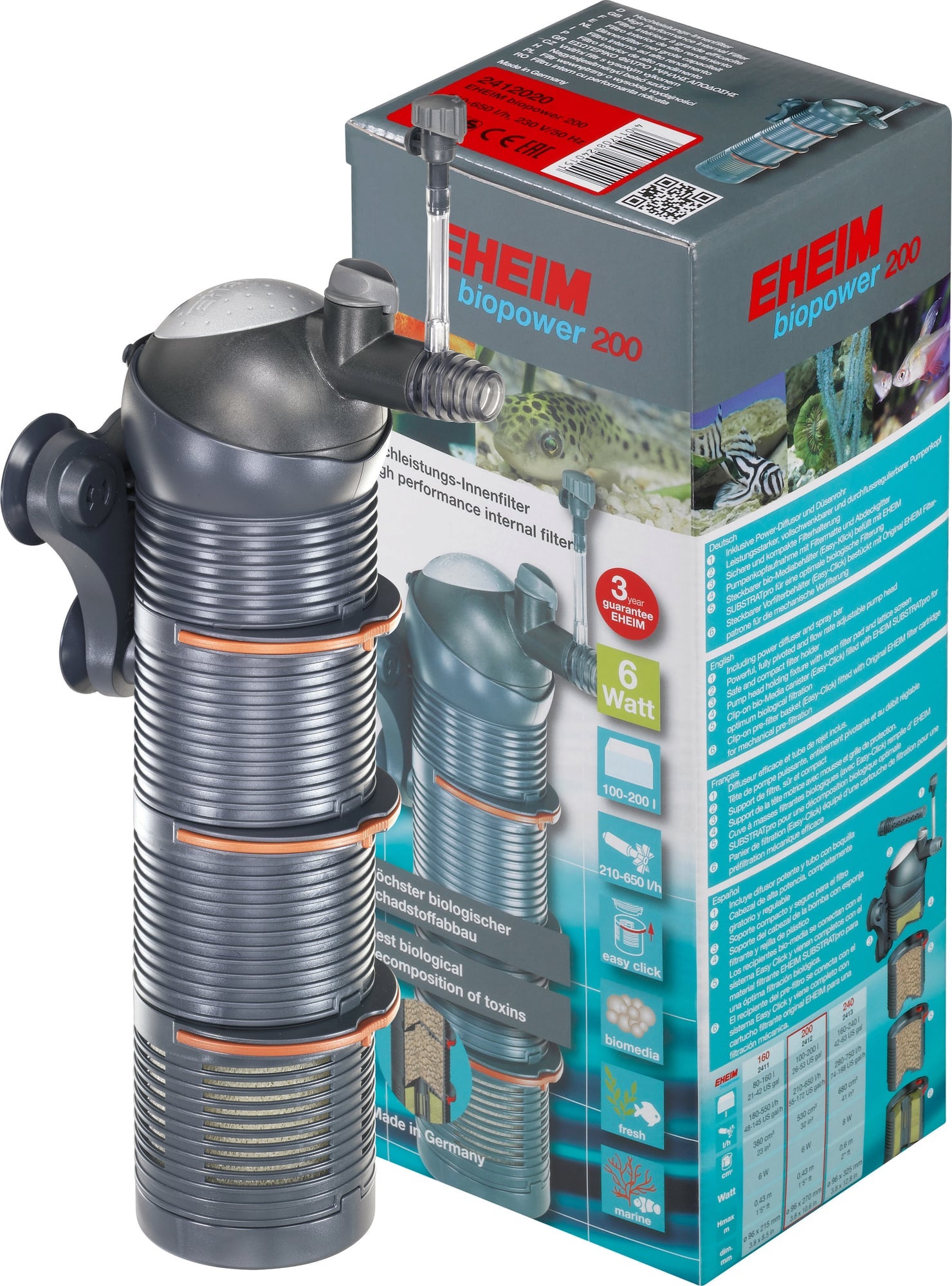 EHEIM Biopower 200 filtre intérieur à grande efficacité pour aquarium entre 100 et 200 litres