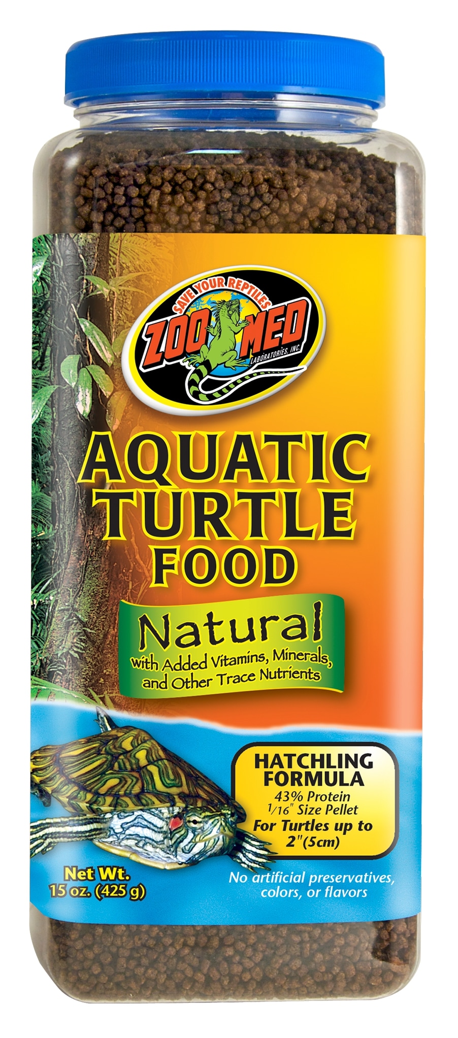 ZOOMED Natural Aquatic Turtle Hatchling 425 gr nourriture en granulés pour bébés tortues jusqu\'à 5 cm