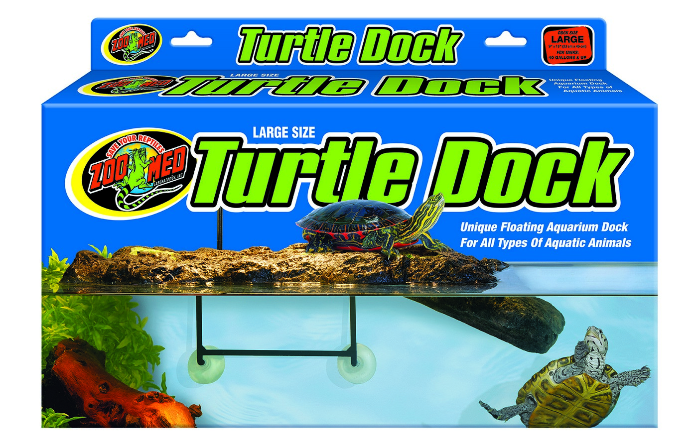 ZOOMED Turtle Dock Large terrasse flottante 45 x 23 cm pour tortues d\'eau