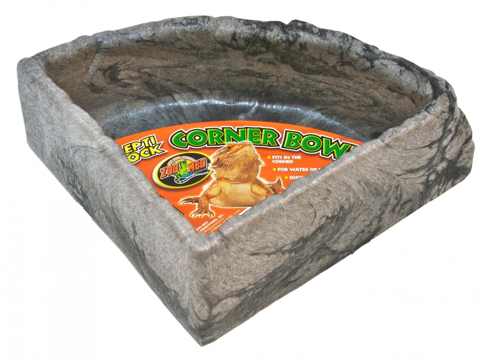 ZOOMED Repti Rock Corner Water Dish Large abreuvoir d\'angle 23 x 23 cm pour reptiles