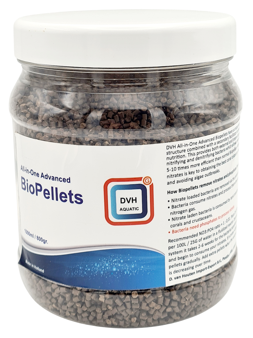 DVH All-in-One Advanced BioPellets 1000 ml bio-pellets 5 à 10 fois plus efficace anti-nitrates et anti-phosphates