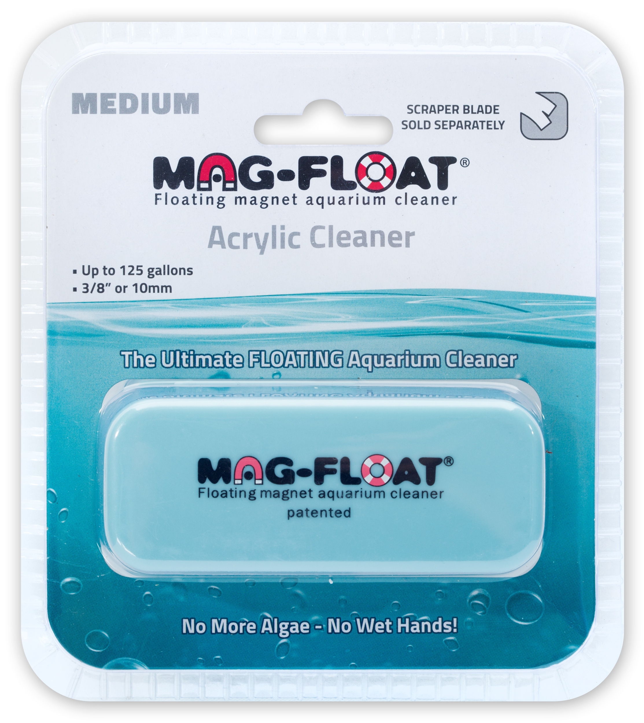 MAG FLOAT Acrylic Cleaner Medium aimant flottant pour vitre d\'aquarium en acrylique jusqu\'à 10 mm d\'épaisseur
