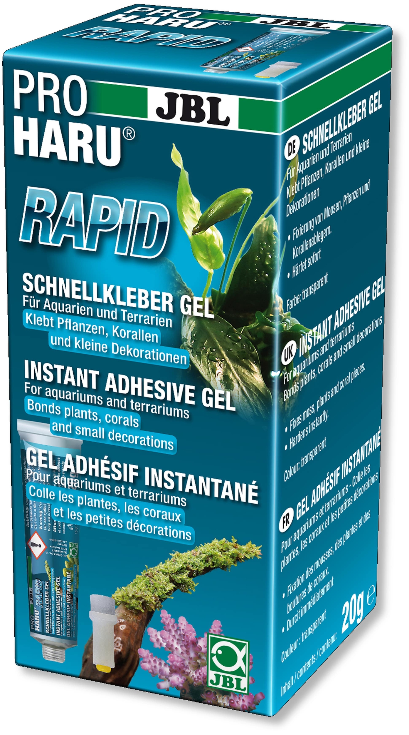 JBL ProHaru Rapid 20 gr colle gel instantané extra forte pour la fixation de coraux, plantes et décorations