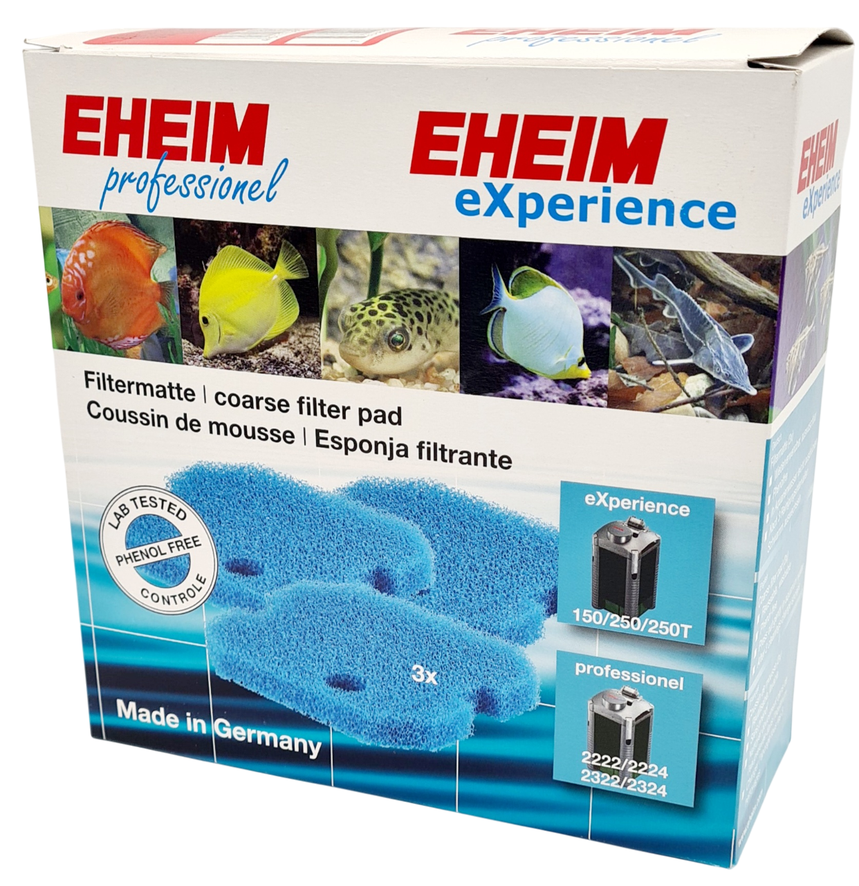 EHEIM 2616221 lot de 3 coussins de mousse bleu pour filtre Eheim 2222, 2224, 2322, 2324, 2422, 2424