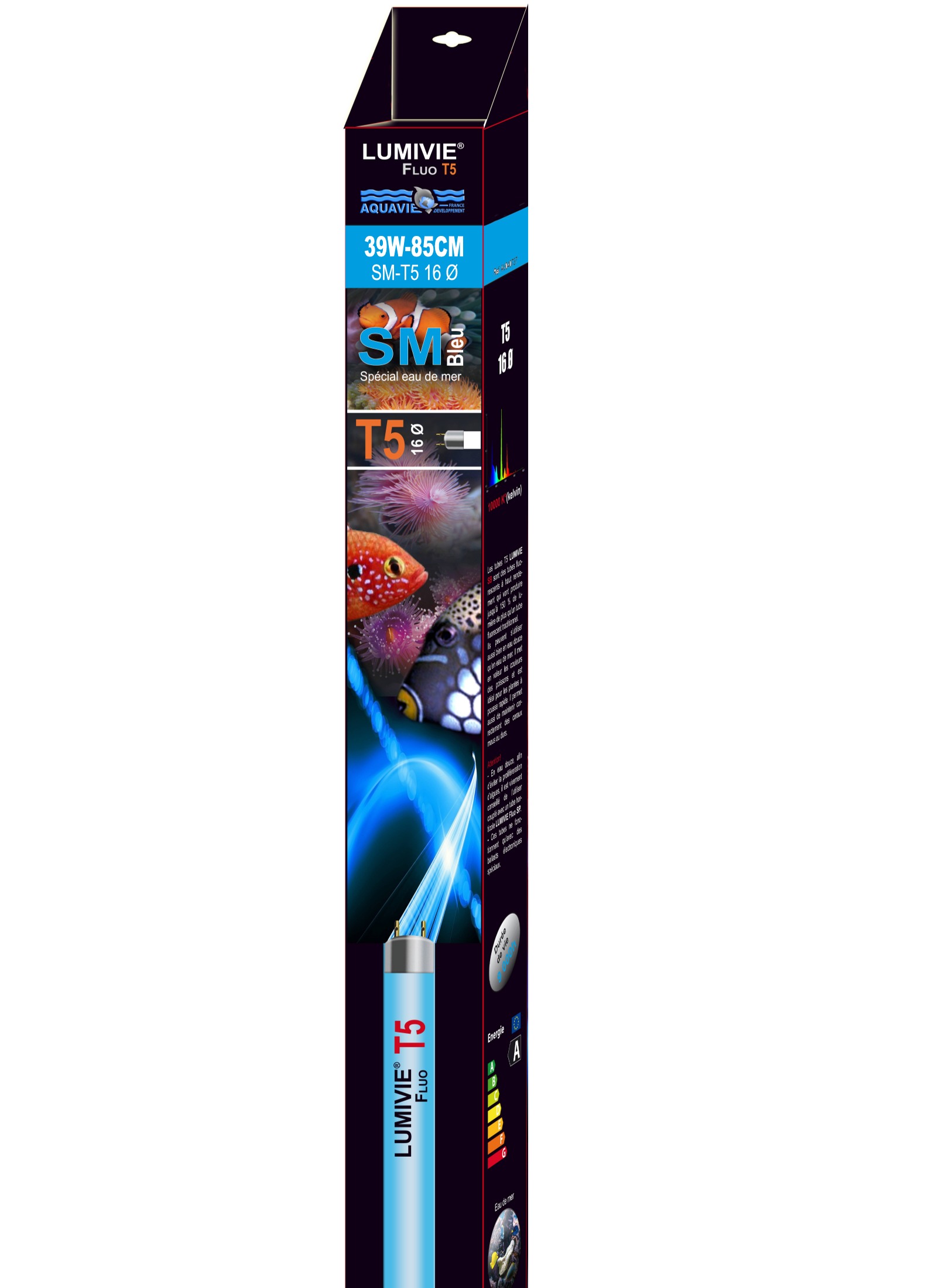 AQUAVIE Lumivie T5 SM 39W 85 cm tube fluorescent lumière Bleue Actinique 20000K