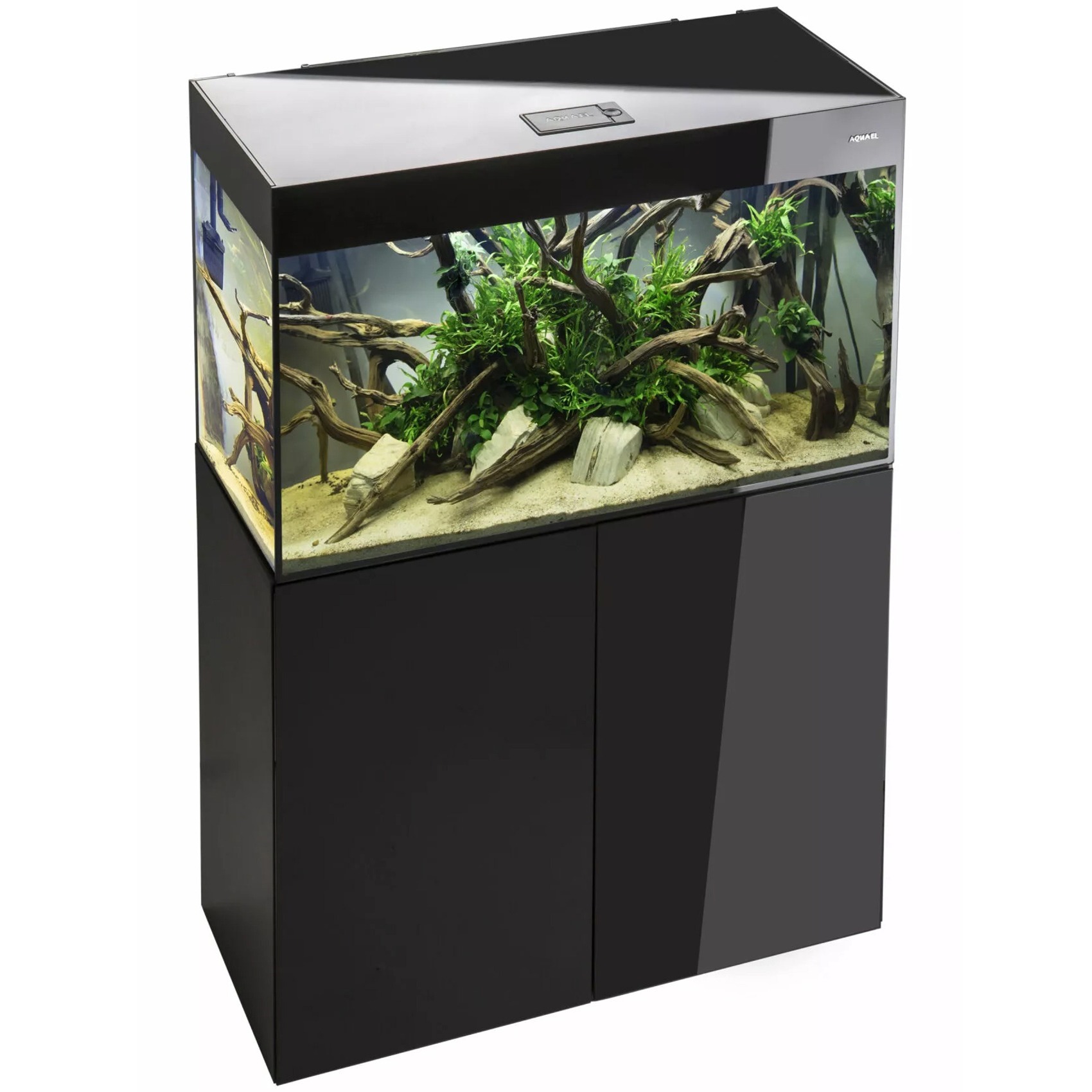 AQUAEL Combinaison Glossy ST 80 LED Day & Night 2.0 Noir Brillant aquarium équipé 80 x 35 x 54 cm 125 L avec meuble assorti