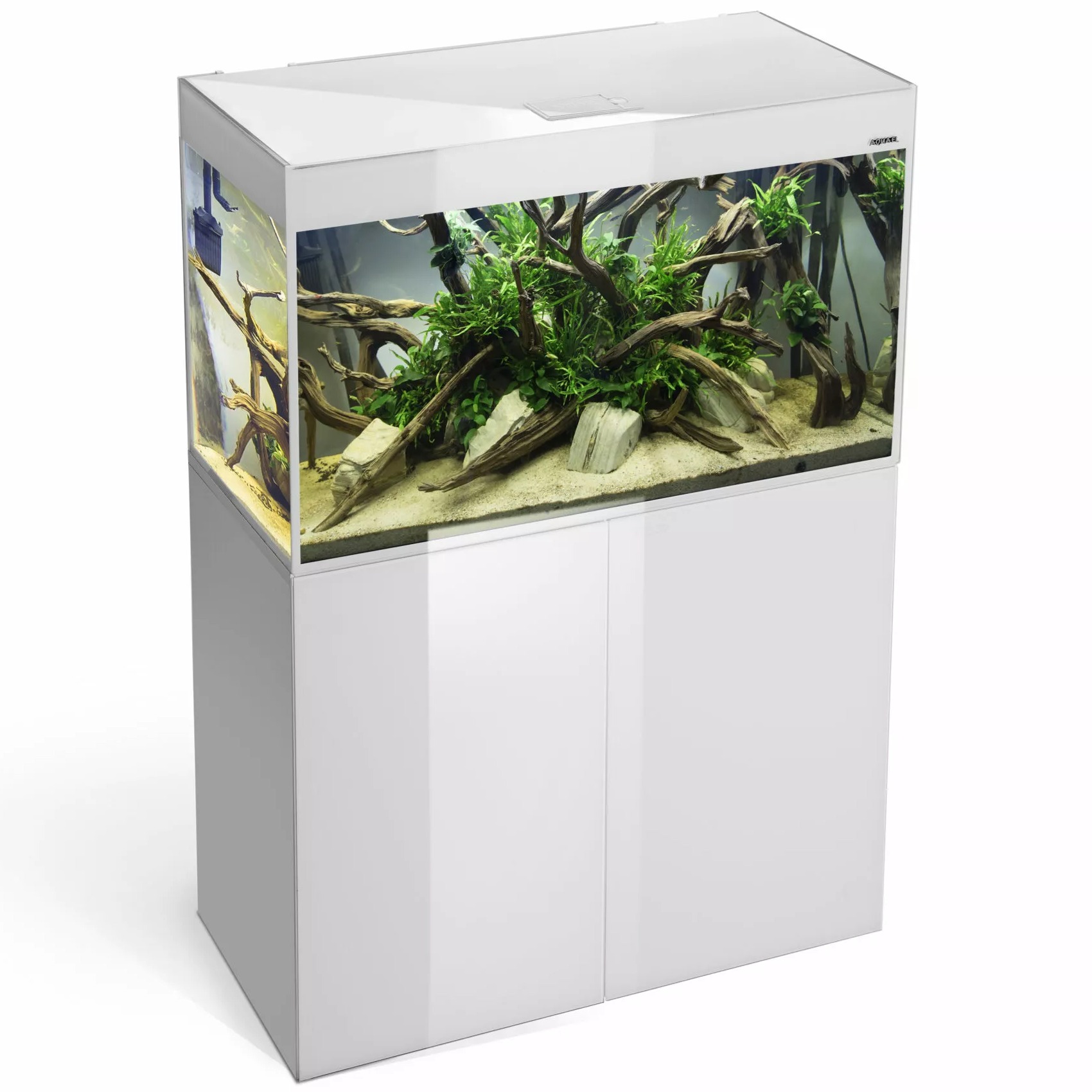 AQUAEL Combinaison Glossy ST 80 LED Day & Night 2.0 Blanc Brillant aquarium équipé 80 x 35 x 54 cm 125 L avec meuble assorti