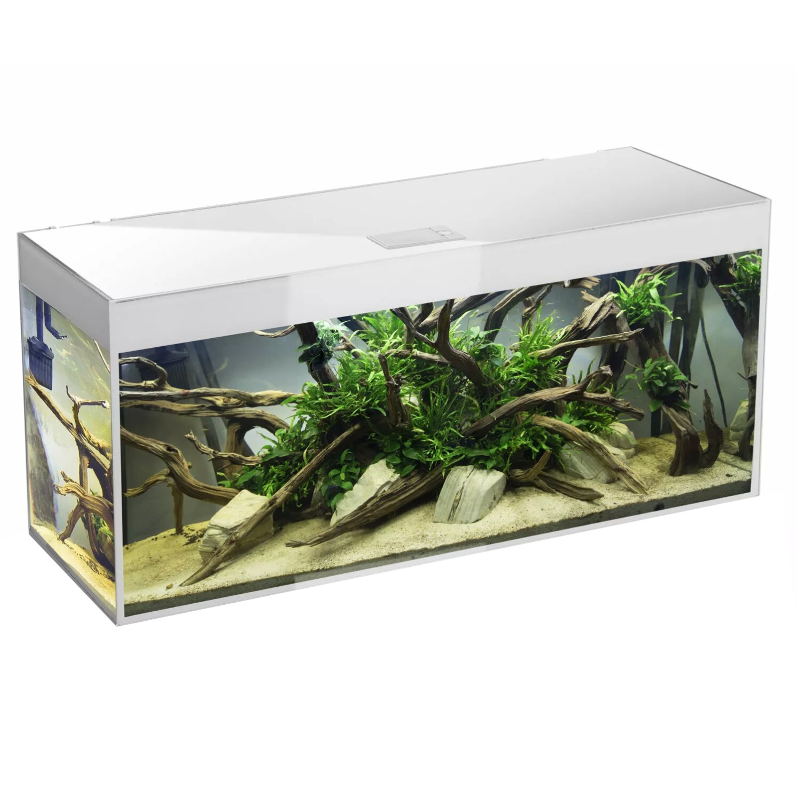 AQUAEL Glossy ST 150 LED Day & Night 2.0 Blanc Brillant aquarium équipé 150 x 50 x 63 cm 405 L