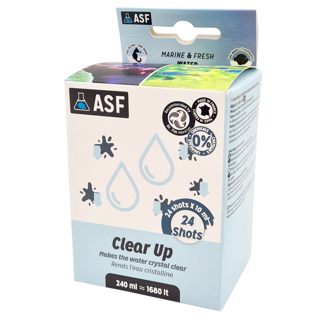 AQUARIUM SYSTEMS Clear-Up 24 Shots clarificateur d\'eau naturel pour aquarium d\'eau douce et d\'eau de mer