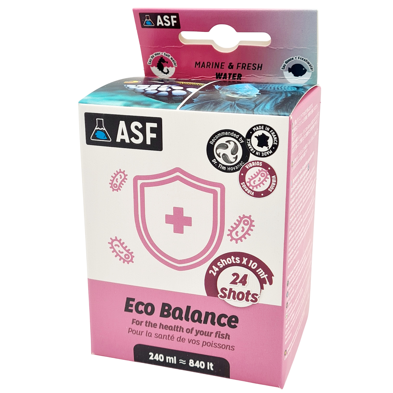 AQUARIUM SYSTEMS Eco-Balance 24 Shots bactéries probiotiques pour l\'équilibre de l\'aquarium d\'eau douce et d\'eau mer