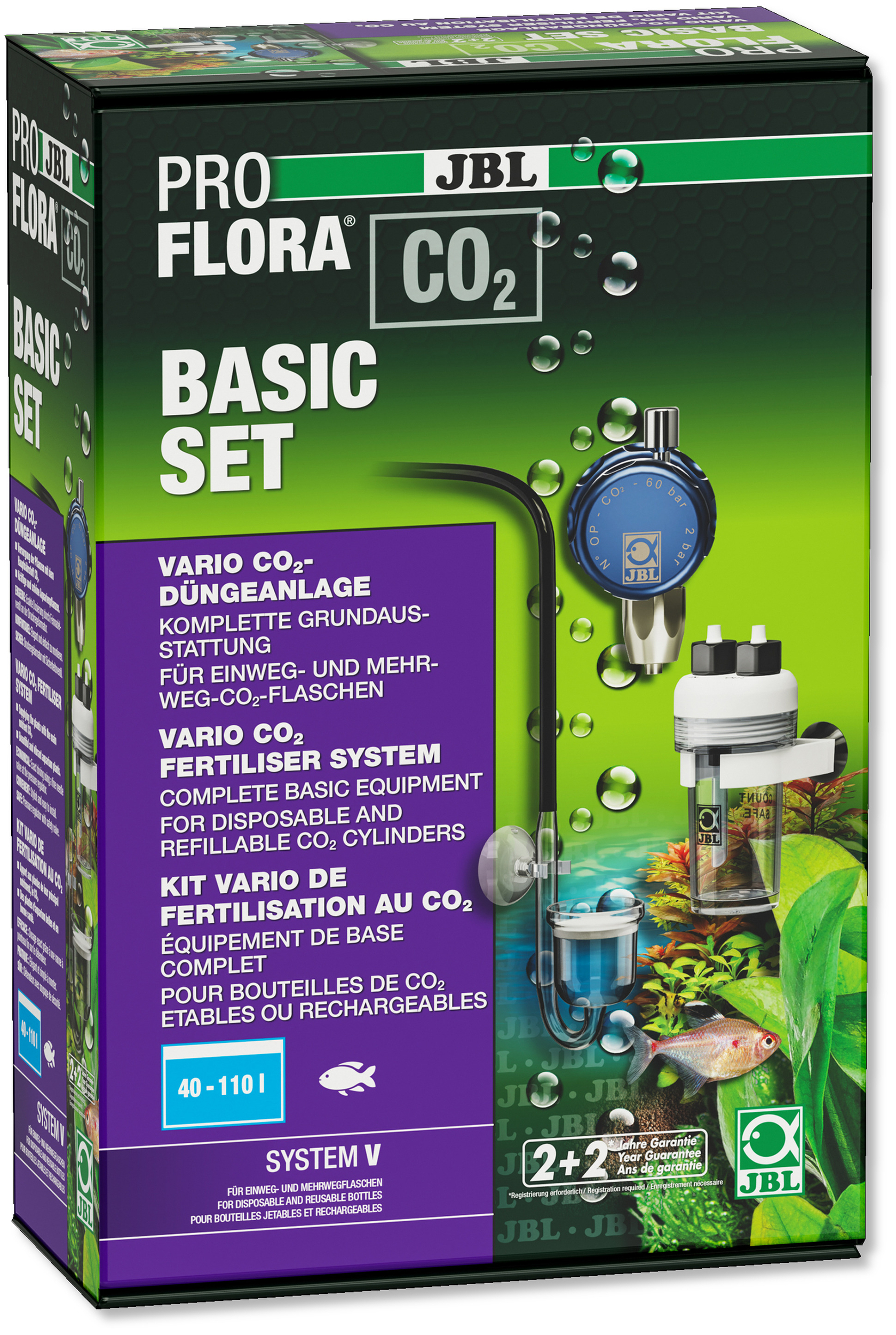 JBL ProFlora CO2 Basic Set V kit complet sans bouteille pour la fertilisation au CO2 d\'aquarium jusqu\'à 300 L