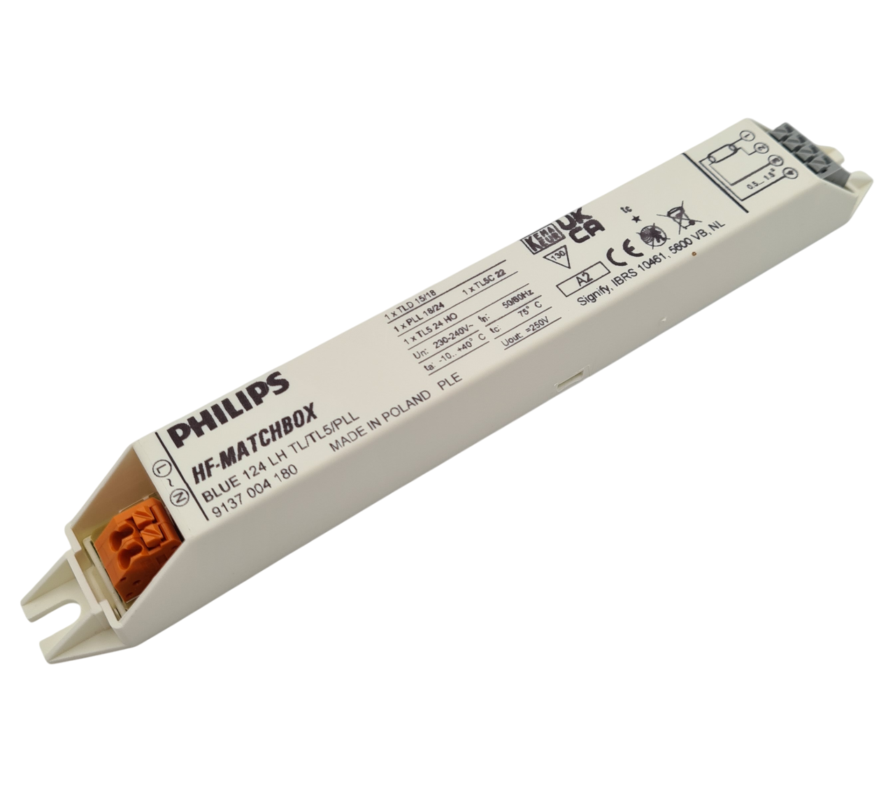 PHILIPS HF-MatchBox ballast électronique pour 1 tube T8 de 14W, 15W et 18W ou 1 tube T5 de 24W