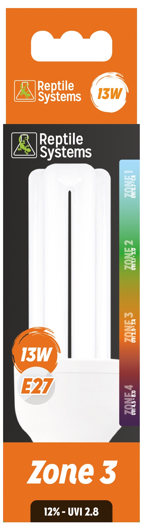REPTILE SYSTEMS Compact Zone 3 ampoule 13W E27 D3 + 12% UV-B, serpents, lézards et tortues