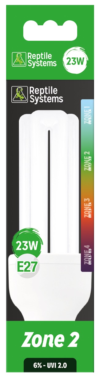 REPTILE SYSTEMS Compact Zone 2 ampoule 23W E27 D3 + 6% UV-B, serpents, lézards et tortues