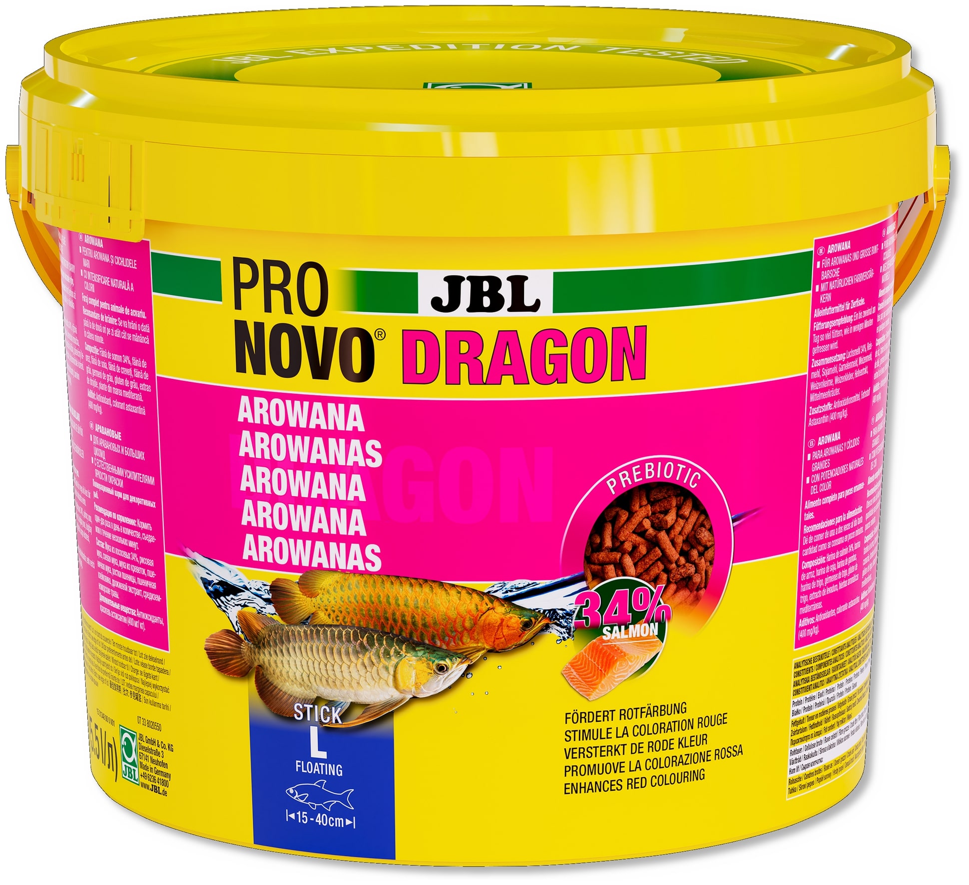 JBL ProNovo Dragon Stick L 5,5 L nourriture complète en bâtonnets pour Arowanas de 40 à 100 cm
