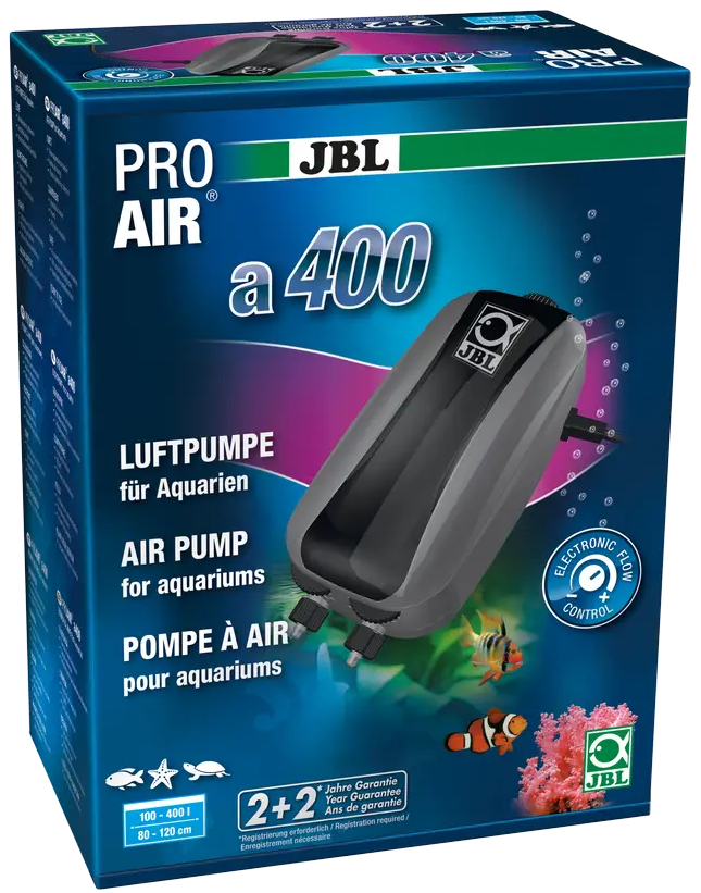 JBL ProAir a400 kit pompe à air 400 L/h double sortie avec régulateur, tuyaux, anti-retour et diffuseurs