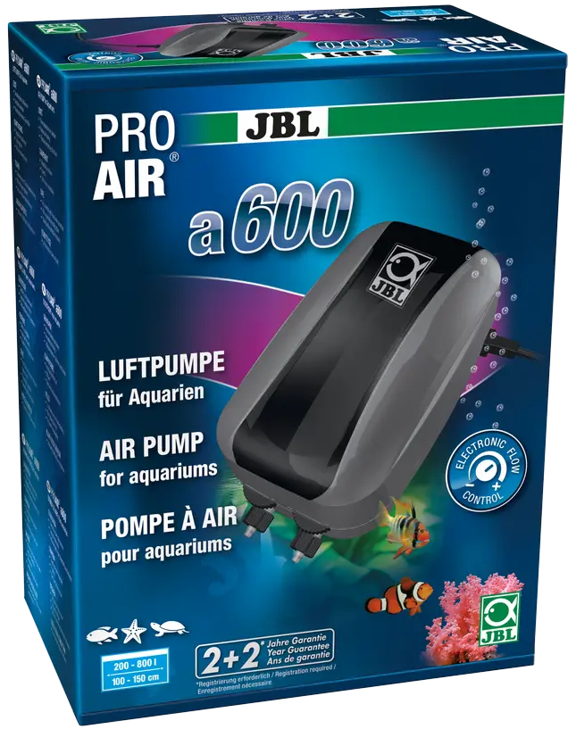 JBL ProAir a600 kit pompe à air 600 L/h double sortie avec régulateur, tuyaux, anti-retour et diffuseurs