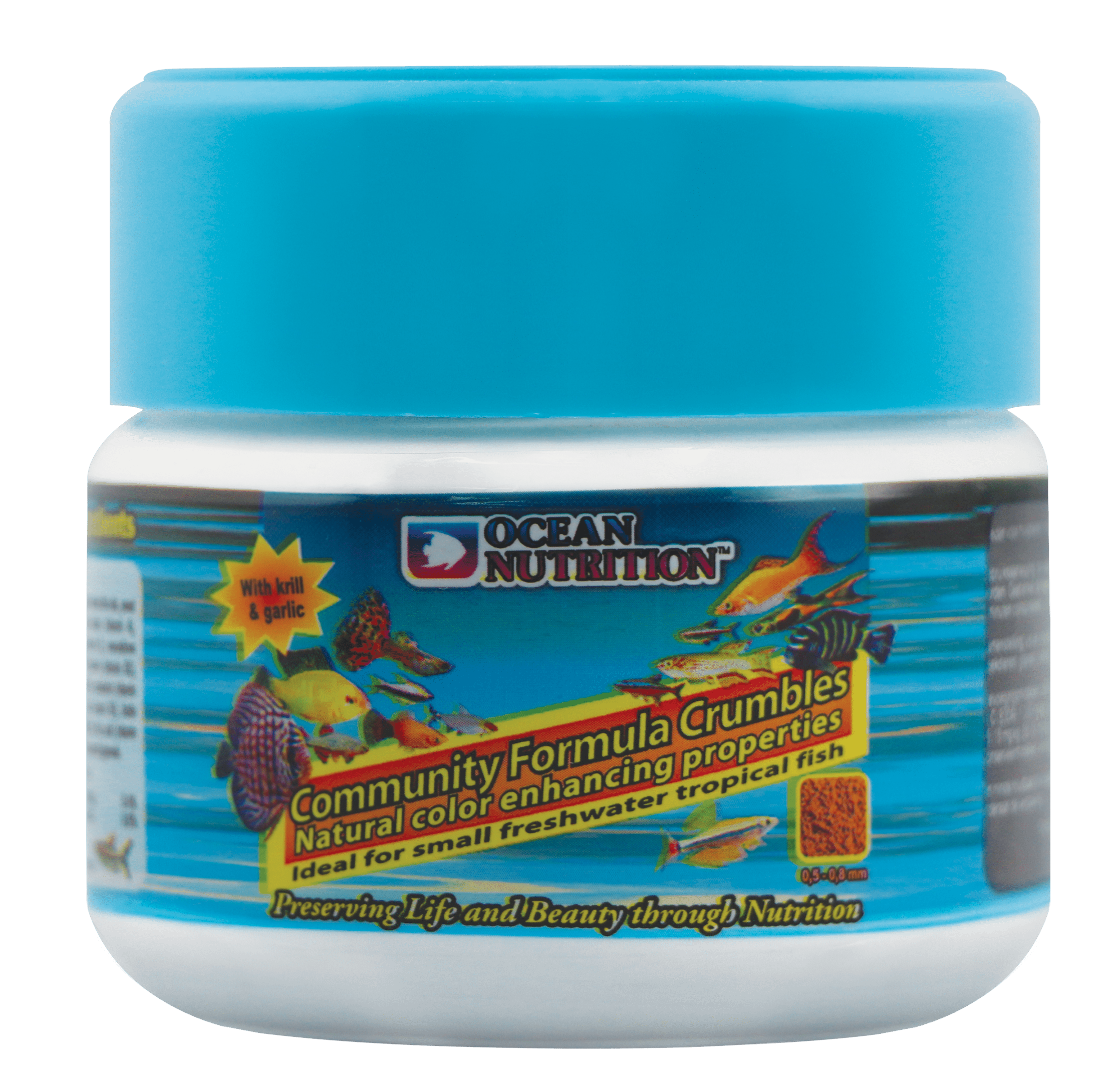 OCEAN NUTRITION Community Formula Crumbles 75 gr nourriture émietté 0,5 à 0,8 mm pour petits poissons d\'eau douce