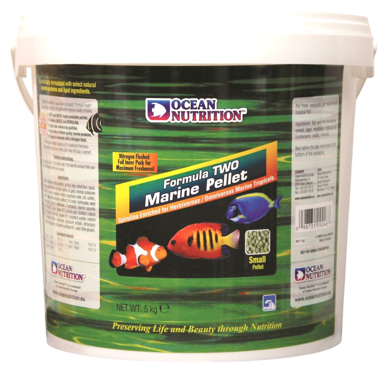 OCEAN NUTRITION Formula Two Pellets Small 5 Kg nourriture en granulés à base de spiruline pour poissons marins de moins de 10 cm