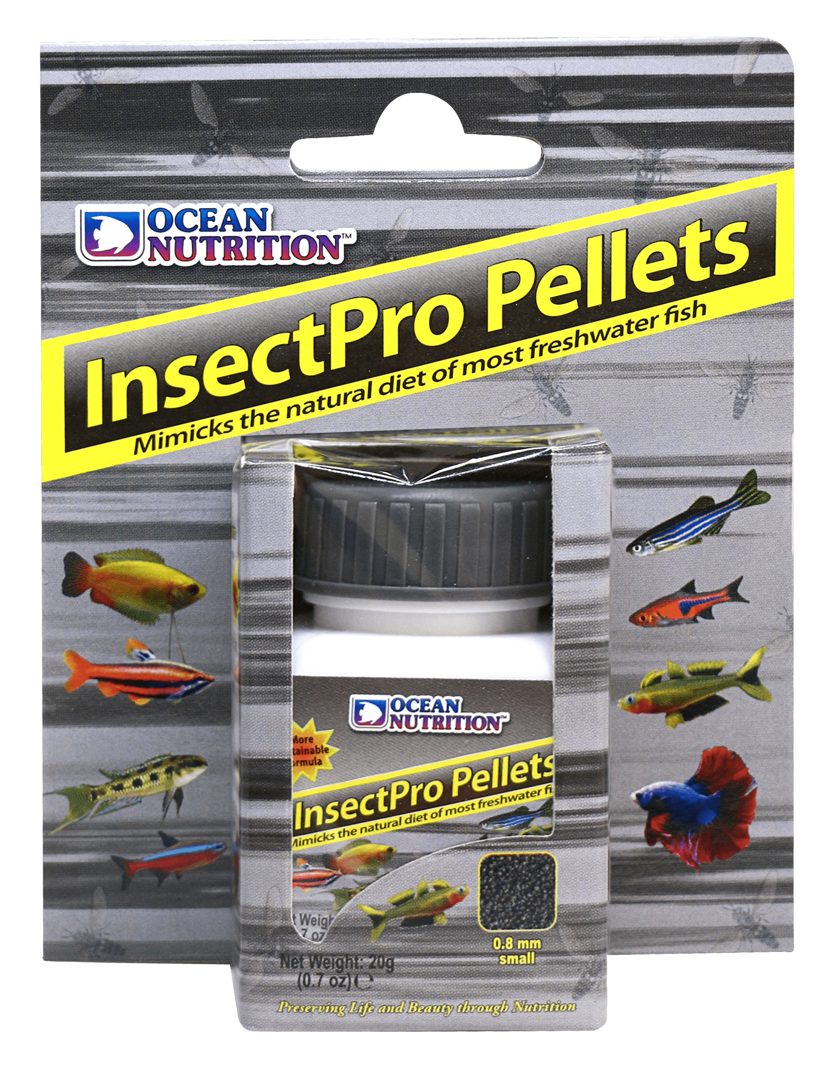 OCEAN NUTRITION InsectPro Pellets Small 20 gr aliment en granulés 0,8 mm riche en insectes nutritifs pour poissons tropicaux