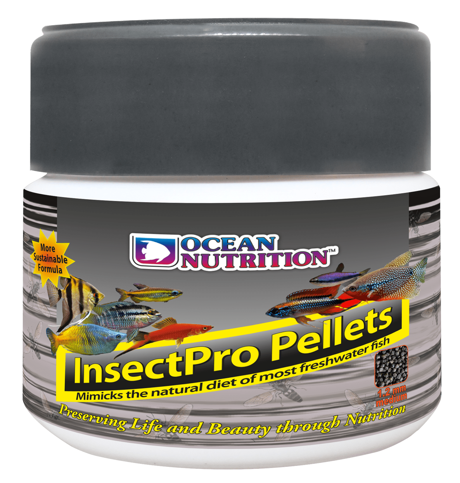 OCEAN NUTRITION InsectPro Pellets Medium 100 gr aliment en granulés 1,2 mm riche en insectes nutritifs pour poissons tropicaux