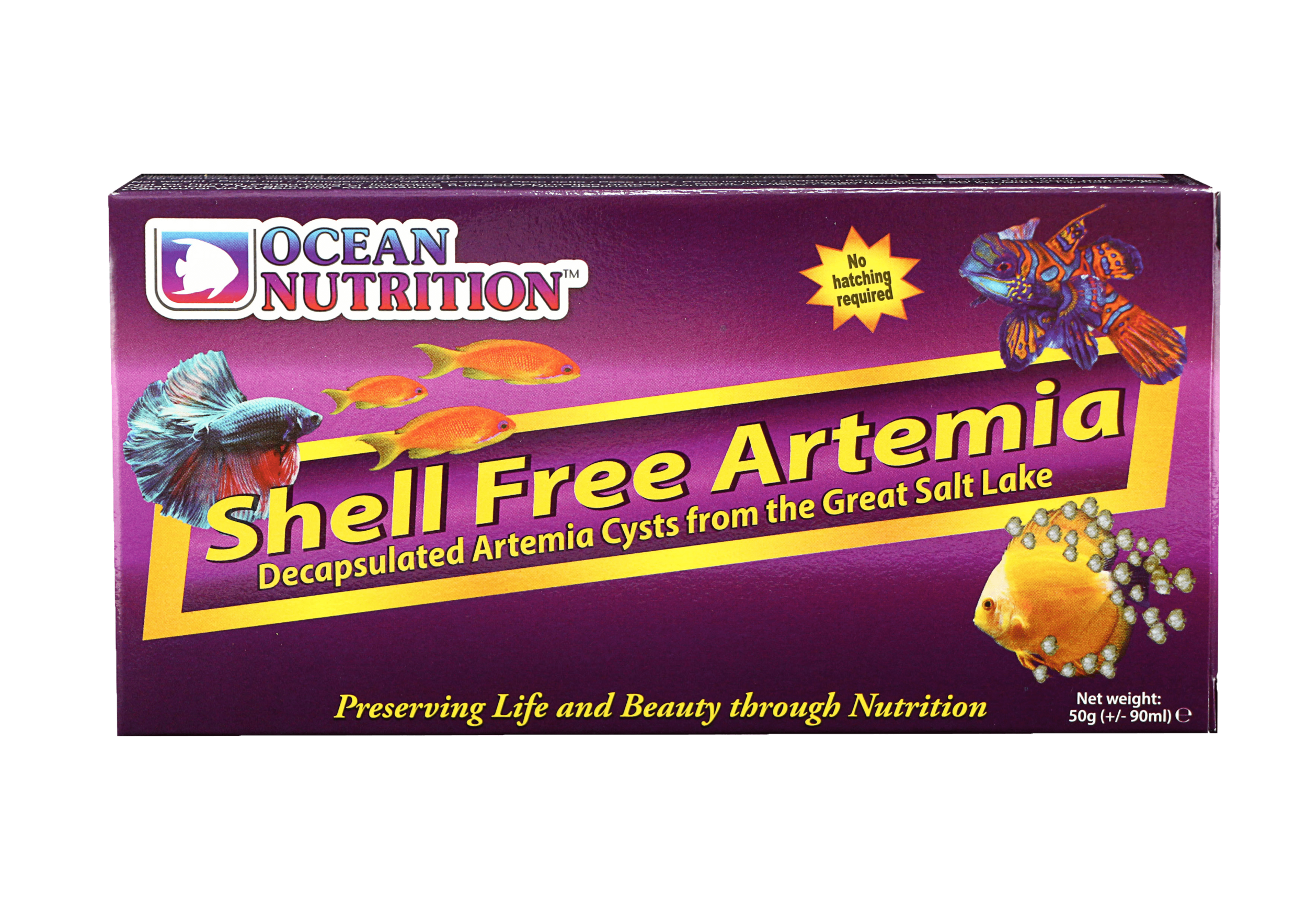 OCEAN NUTRITION Shell Free Artemia 50 gr alimentation riche en énergie idéale pour tous les alevins et crevettes