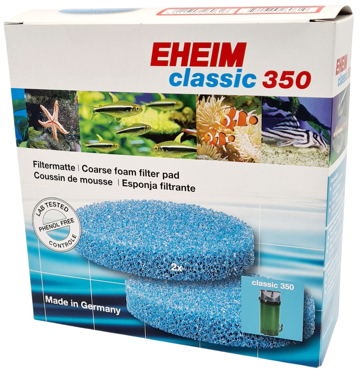 EHEIM 2 coussins de mousse bleu filtrante pour filtre Classic 2215
