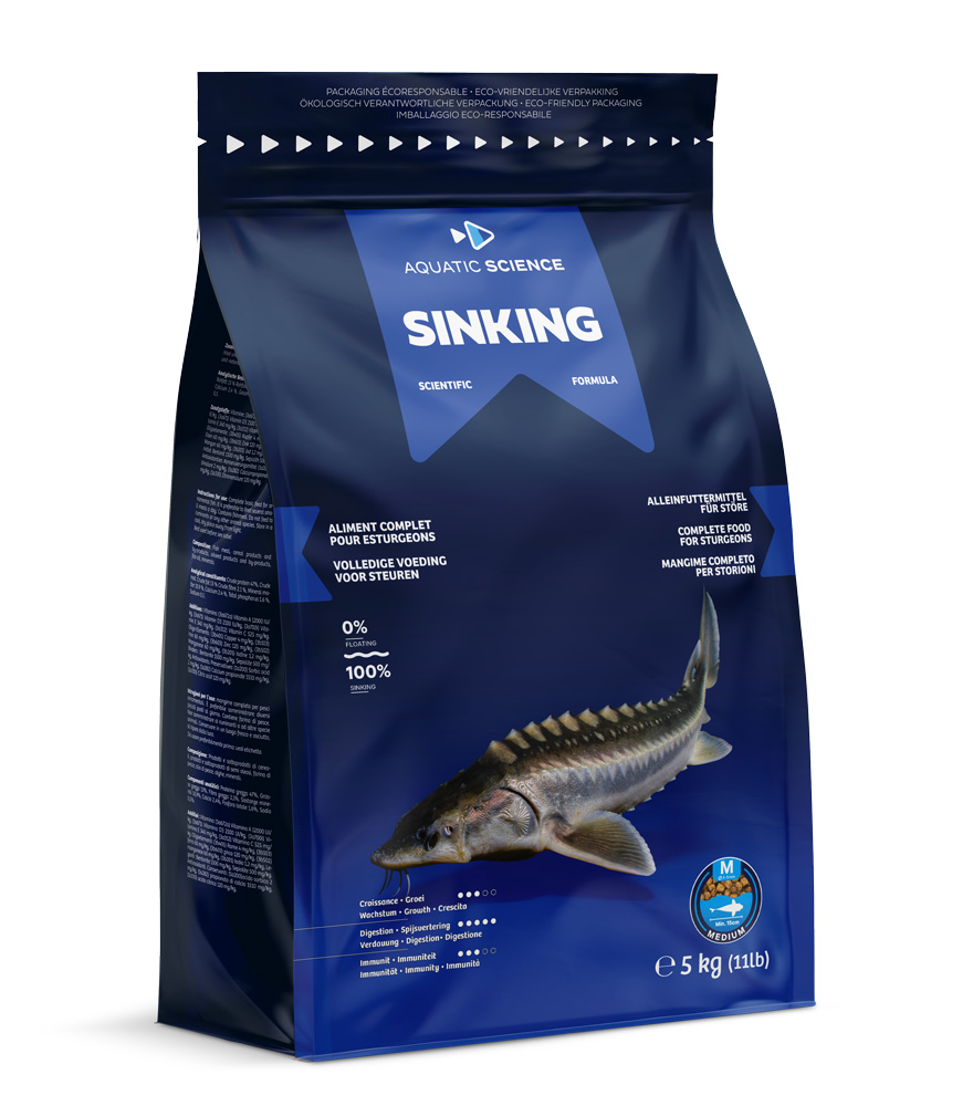 AQUATIC SCIENCE Sinking Medium 5 Kg nourriture complète en granulés de 4 à 5 mm pour Esturgeons dès 15 cm